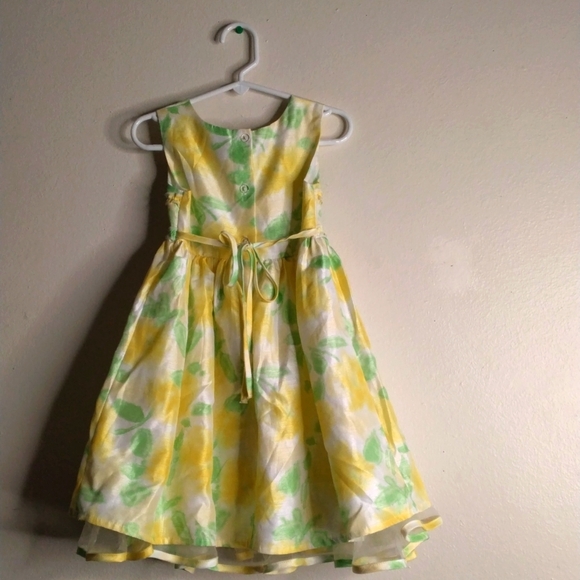 Vibrant Yellow and Green Square Neck Sleeveless Sundress - Picture 2 of 4